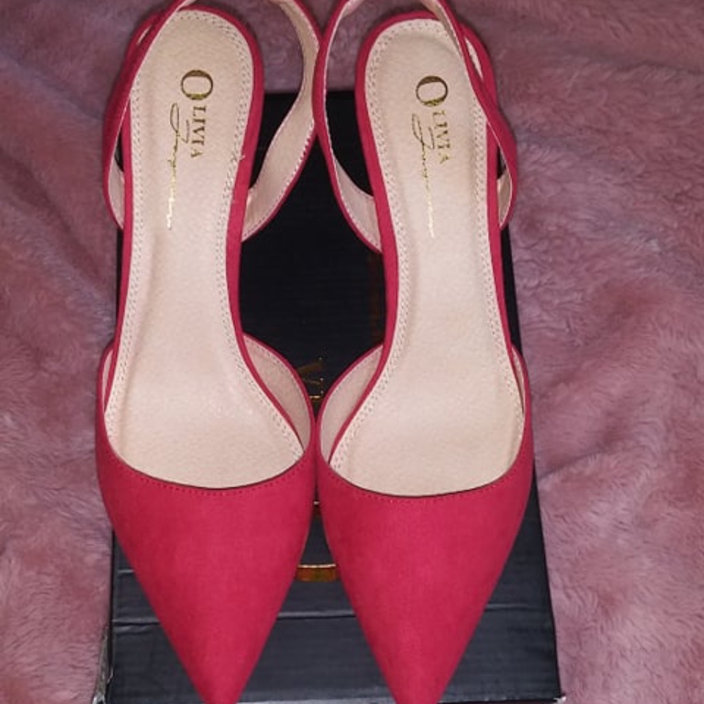 OLIVIA FERGUSON SLING BACK RED SUEDE HEEL